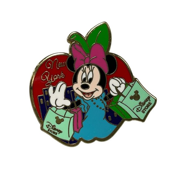 Disney Minnie Mouse New York Trading Pin Shopping Apple Lapel Pin Brooch Jewelry - Picture 1 of 8